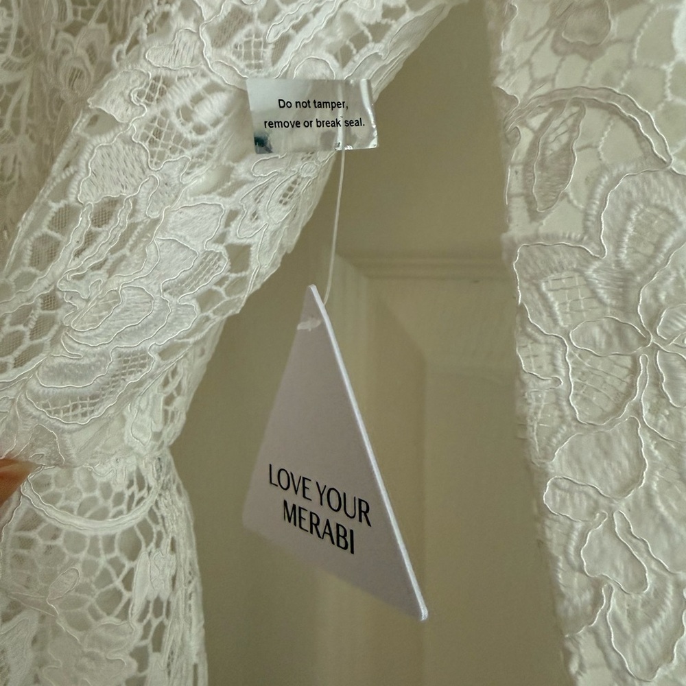 NADINE MERABI White Long-Sleeve Lace Midi Dress ( Brand new in the box and tags - Picture 4 of 4